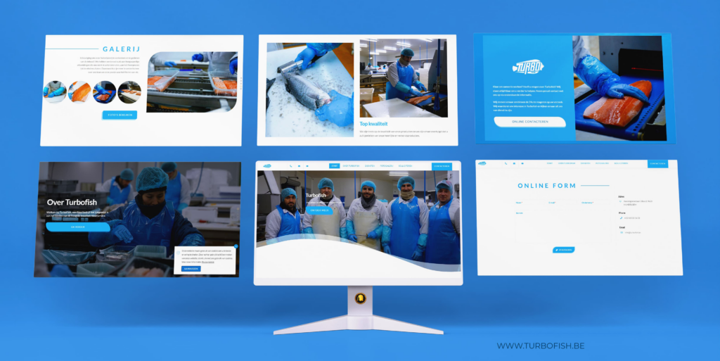 Professionele website ontwikkeld voor Turbo Fish klein en groot handel vis door Golden Viking Studios - Webdesign Vlaanderen