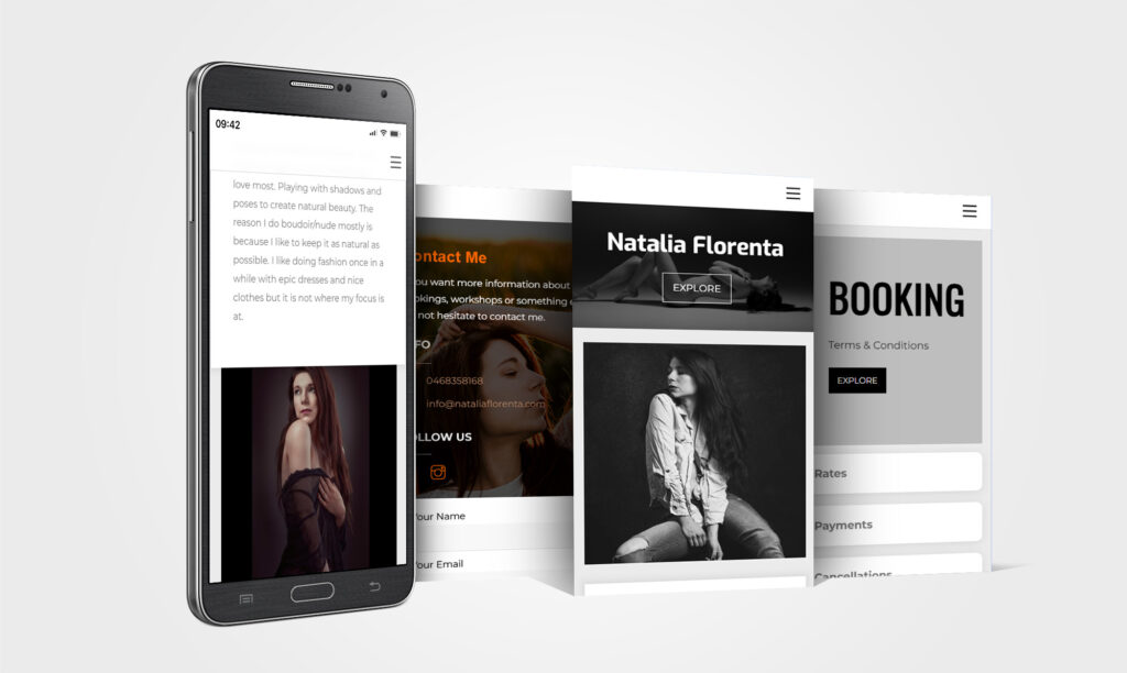 Model website ontwerp en ontwikkeling voor Natalia Florenta door Golden Viking Studios