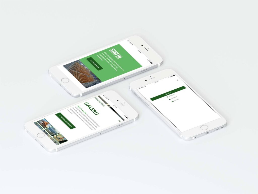 Mobiele website mockup voor Sinfin Construction door Golden Viking Studios