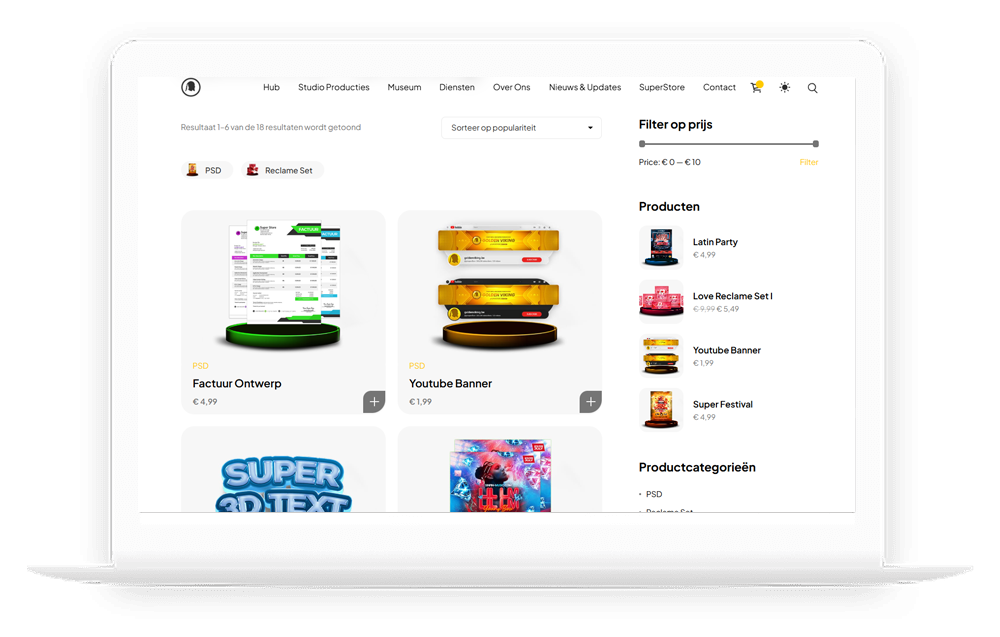 Supersotre online winkel – e-commerce in Vlaanderen door Golden Viking Studios