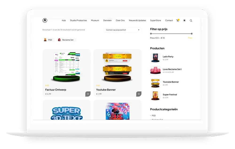 Supersotre online winkel – e-commerce in Vlaanderen door Golden Viking Studios