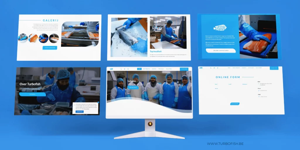 Professionele website ontwikkeld voor Turbo Fish klein en groot handel vis door Golden Viking Studios - Webdesign Vlaanderen