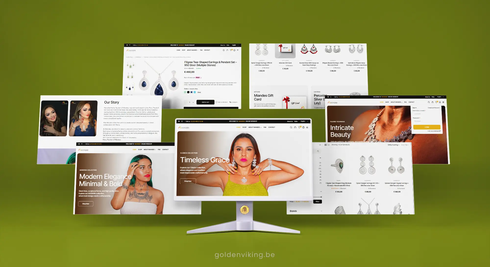 Juwelen webshop & e-commerce voor Miandes webdesign en ontwikkeling door Golden Viking Studios