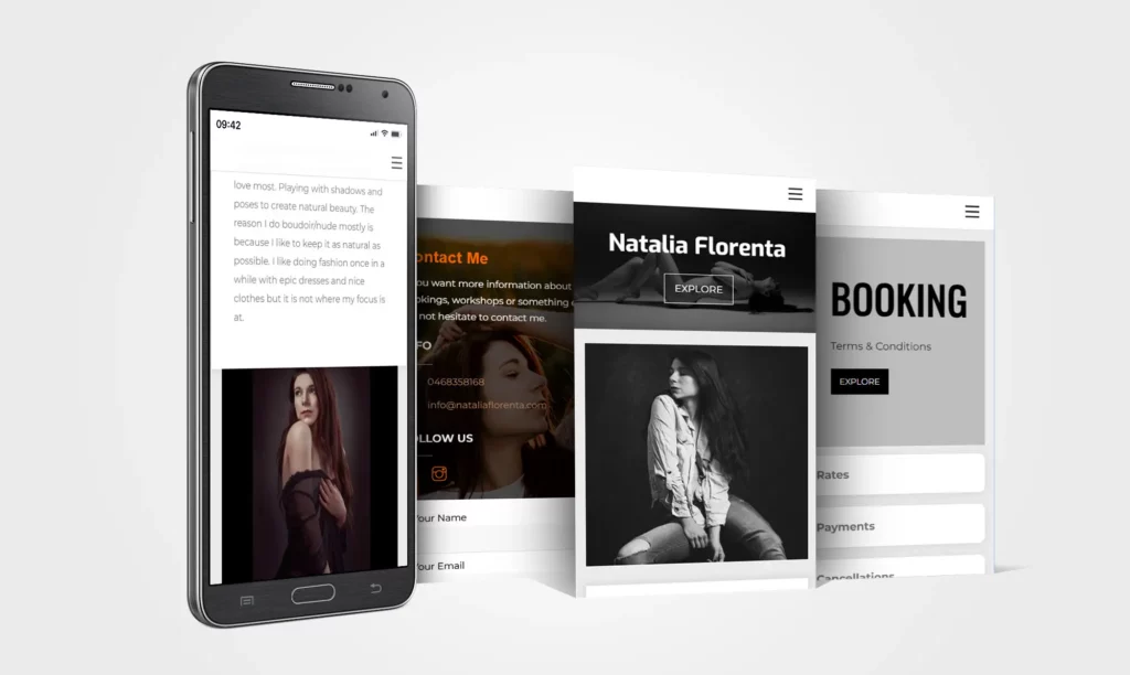 Model website ontwerp en ontwikkeling voor Natalia Florenta door Golden Viking Studios