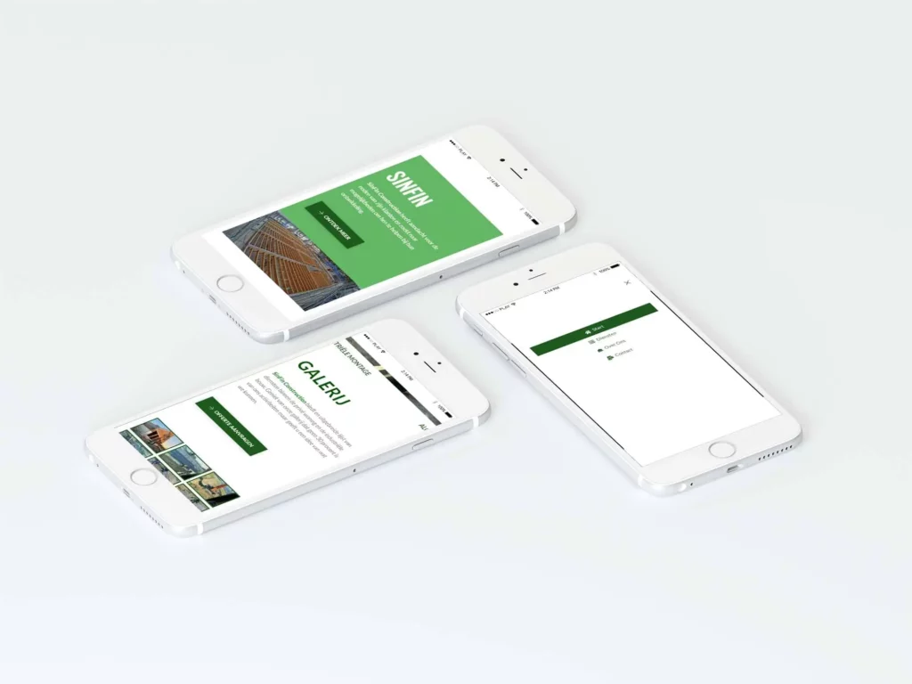 Mobiele website mockup voor Sinfin Construction door Golden Viking Studios